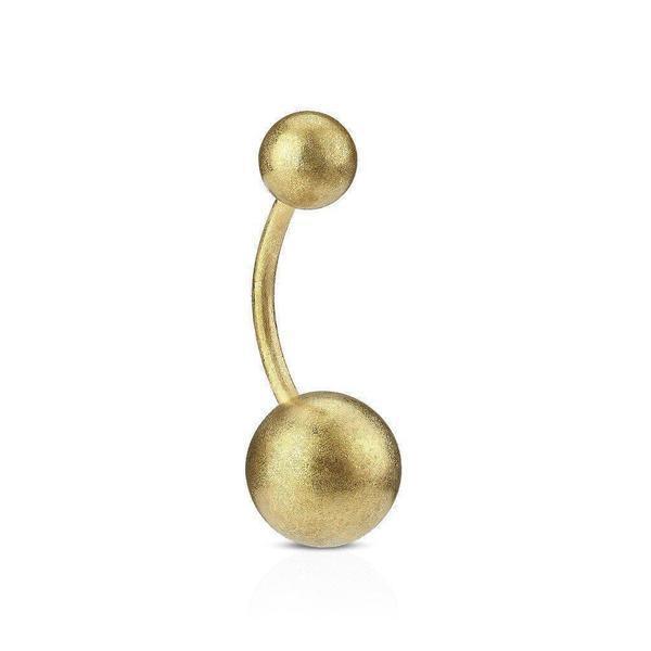 Matt Gold IP Belly Bar 16G 14G-My Body Piercing Jewellery