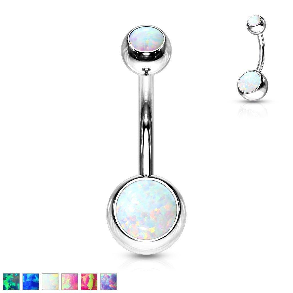 Opal Ball Belly Bar 14G-My Body Piercing Jewellery