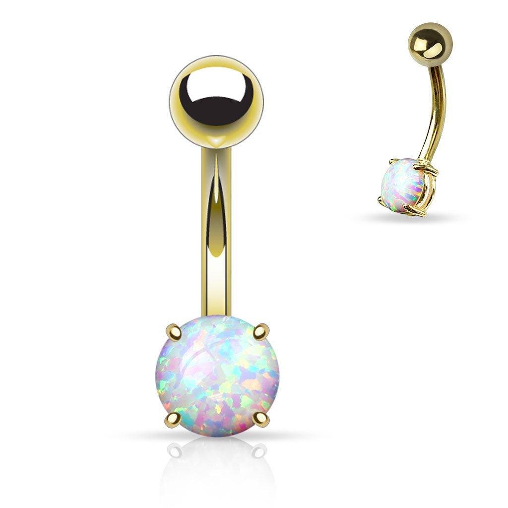 Opal Belly Bar 14G-My Body Piercing Jewellery