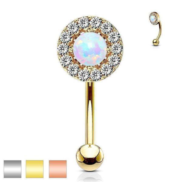 Opal Centre Gem Curve 16G-My Body Piercing Jewellery