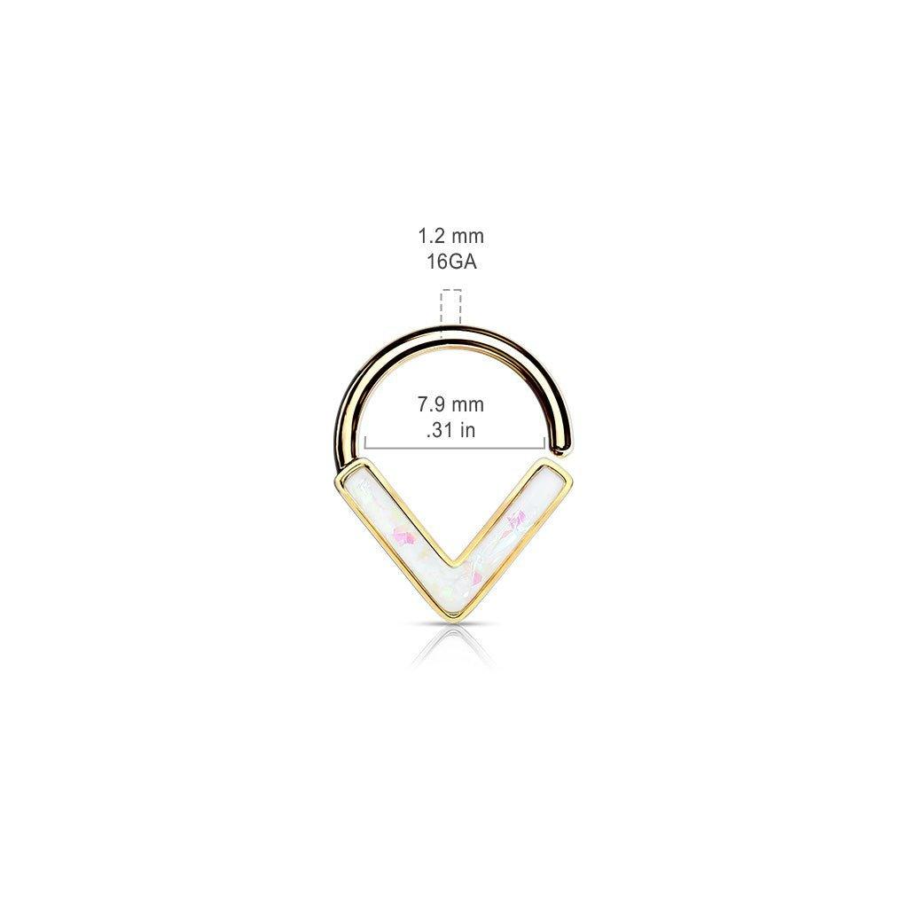 Opal Glitter V Ring 16G-My Body Piercing Jewellery