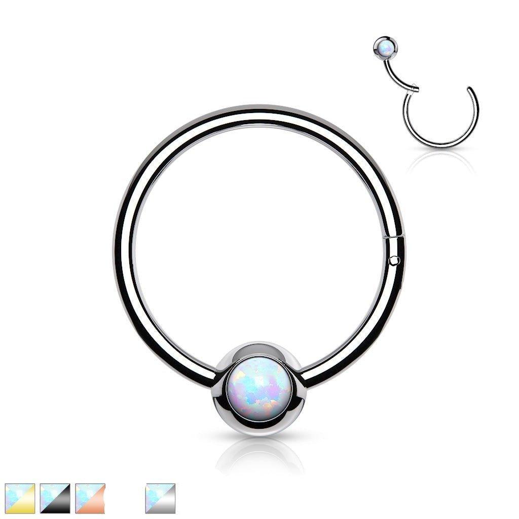 Opal Hinged Ring 18G 16G-My Body Piercing Jewellery
