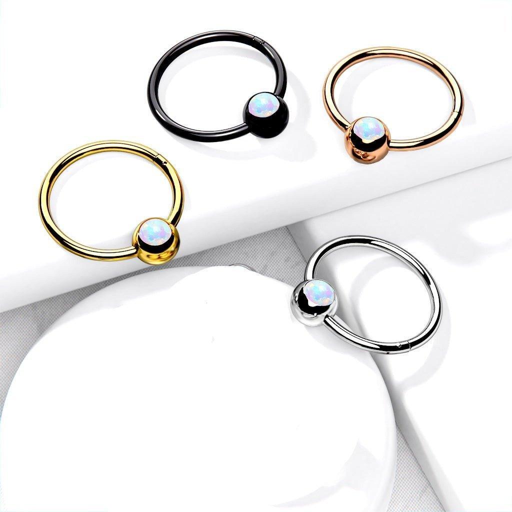 Opal Hinged Ring 18G 16G-My Body Piercing Jewellery
