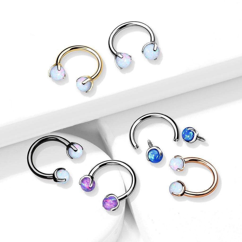 Opal I.T. Prong Horseshoe 16G-My Body Piercing Jewellery