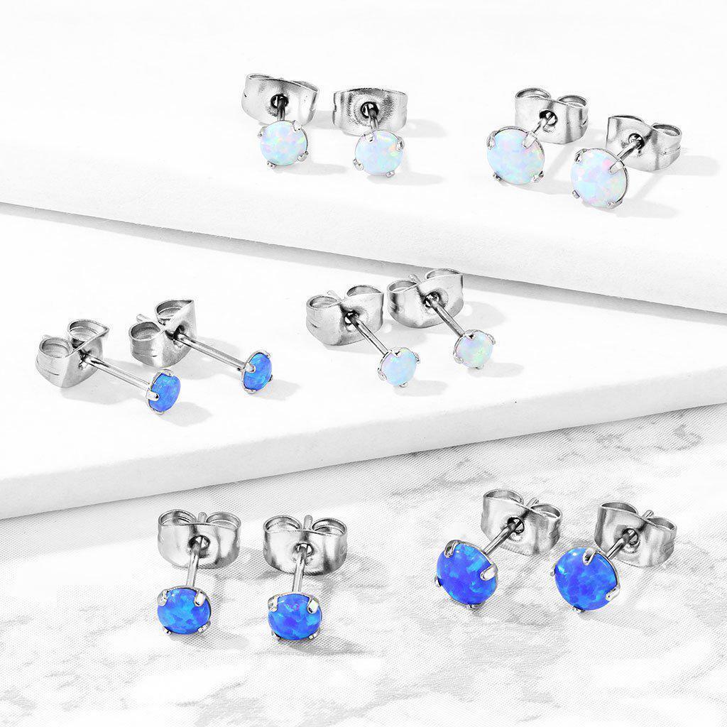 Opal Stud Earrings Pair-My Body Piercing Jewellery