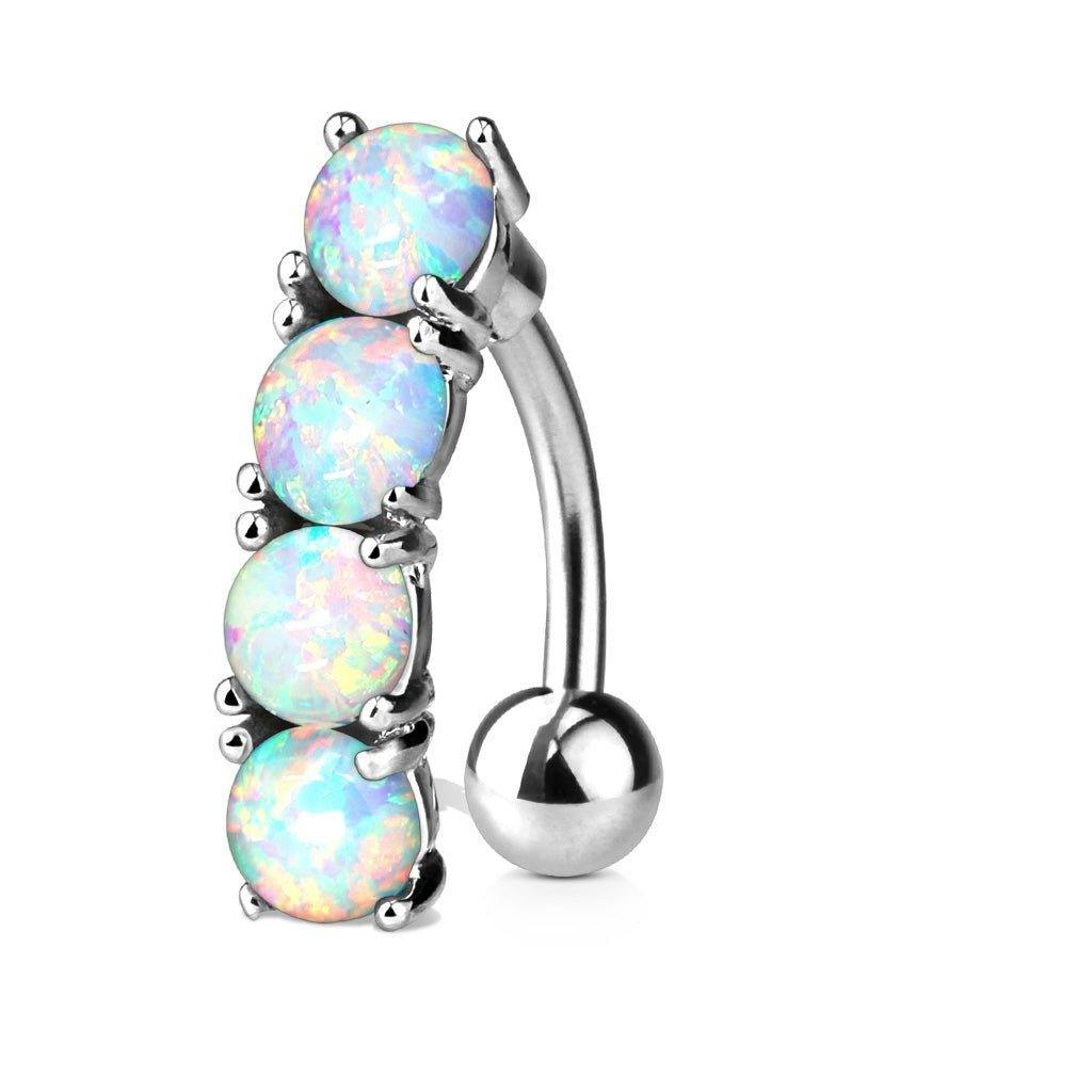 Opal Top Drop Belly Bar 14G-My Body Piercing Jewellery