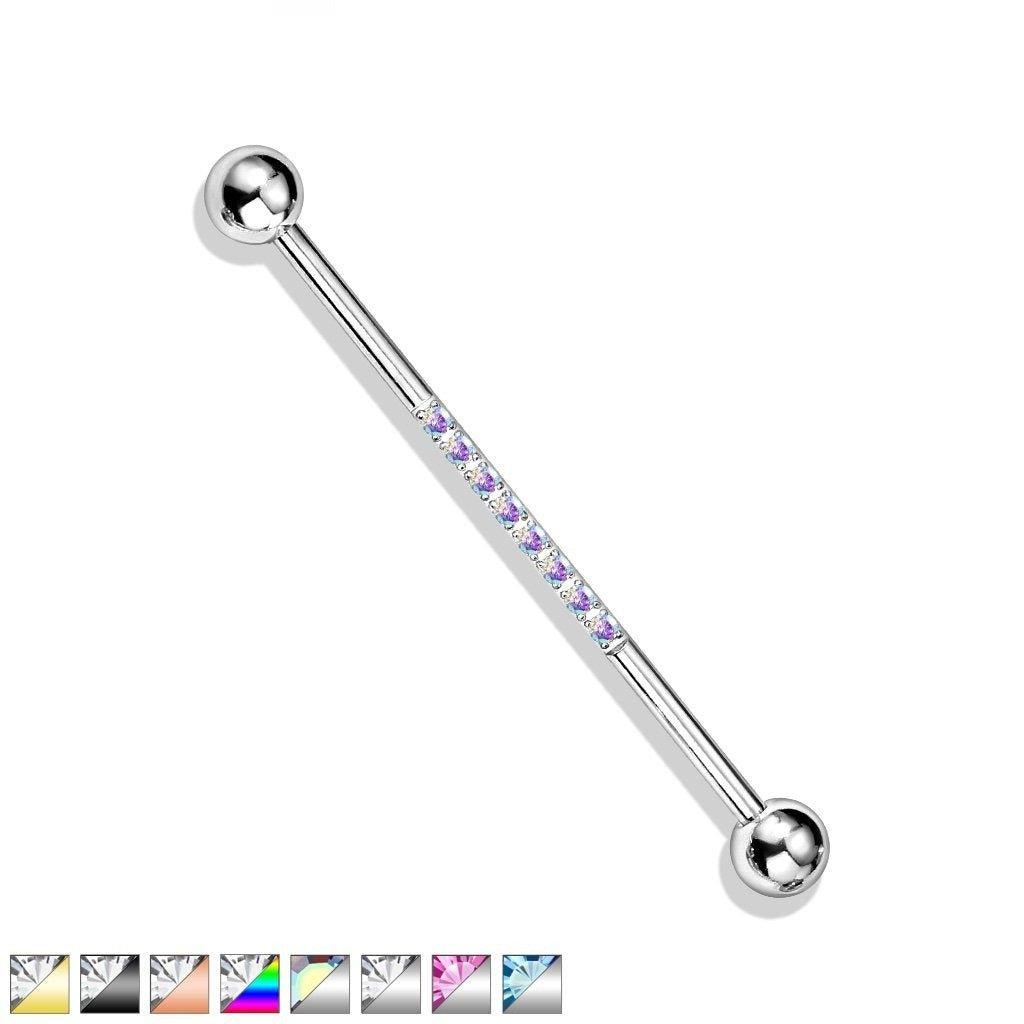 Paved Industrial 14G 38mm-My Body Piercing Jewellery