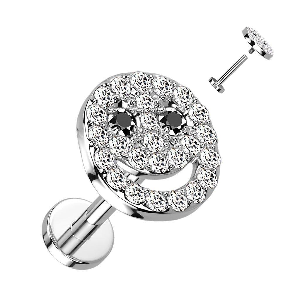 Paved Smiley I.T. Labret 16G-My Body Piercing Jewellery