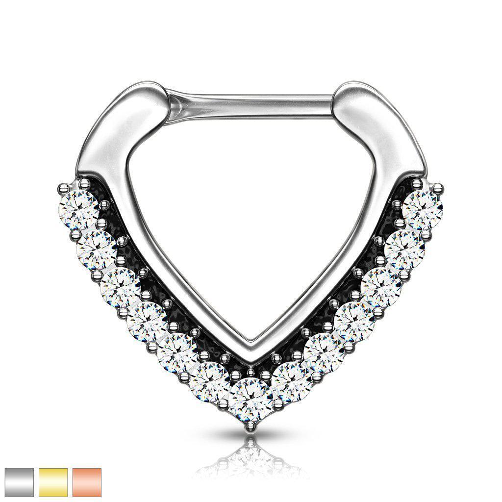 Paved Two Tone Septum Clicker 16G-My Body Piercing Jewellery