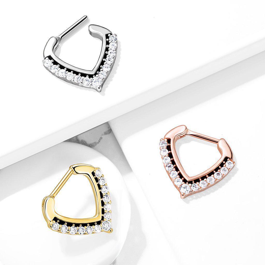 Paved Two Tone Septum Clicker 16G-My Body Piercing Jewellery