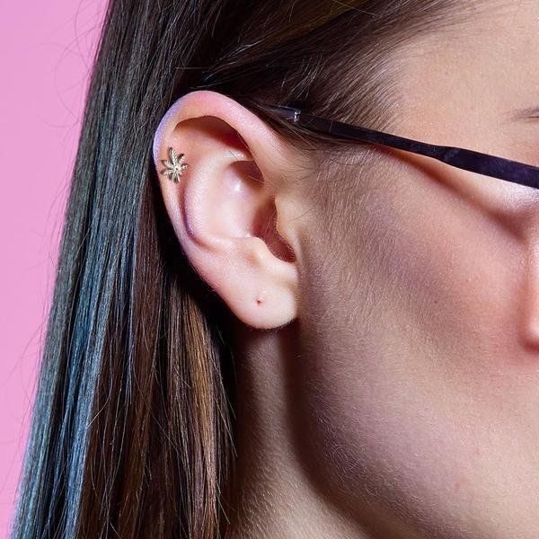 Pot Leaf Cartilage Bar 16G-My Body Piercing Jewellery