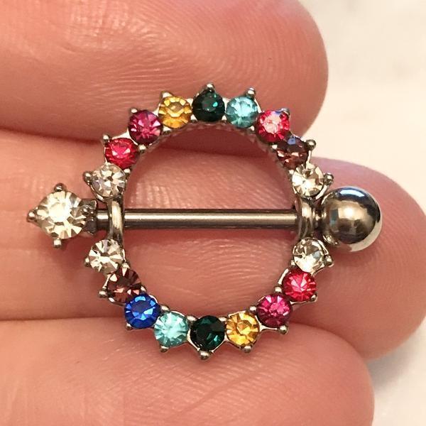 Pride Circle Nipple Shield 14G (Single)-My Body Piercing Jewellery