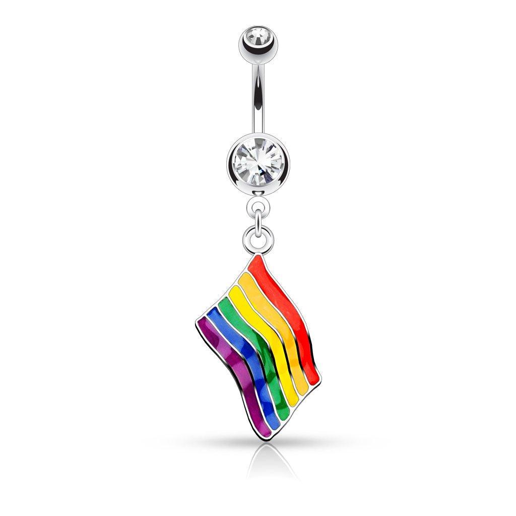 Pride Flag Belly Bar 14G-My Body Piercing Jewellery
