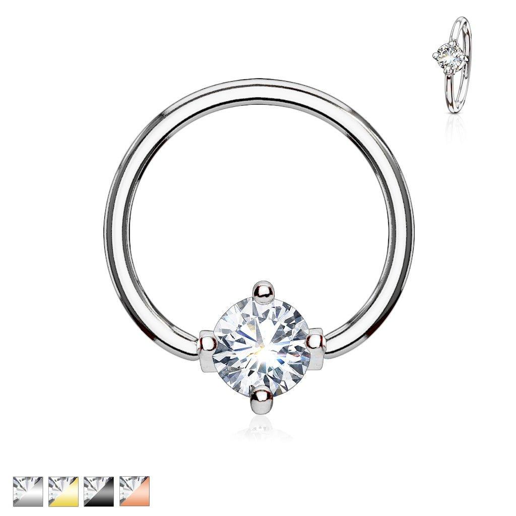 Prong Gem Captive Ring 16G 14G-My Body Piercing Jewellery