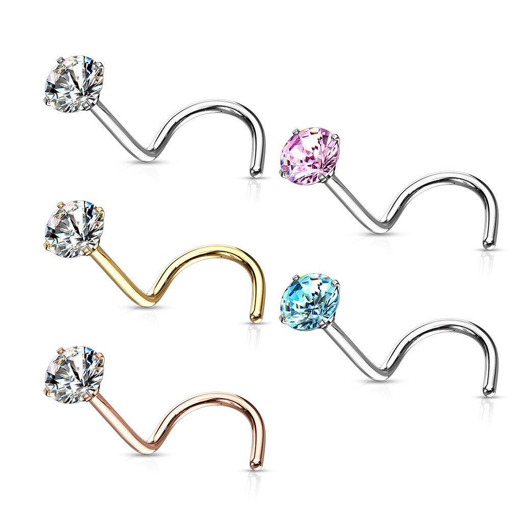 Prong IP Nose Screw 20G 18G-My Body Piercing Jewellery