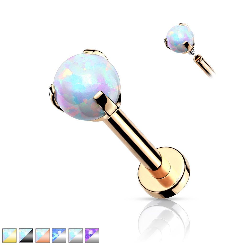 Prong Opal Ball Labret 16G 8mm-My Body Piercing Jewellery