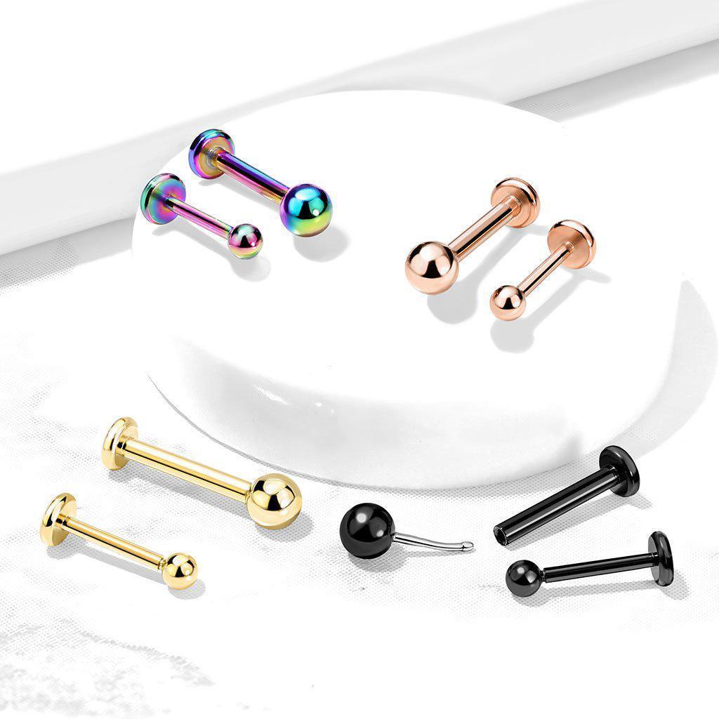 PVD Threadless Labret 20G 18G 16G-My Body Piercing Jewellery