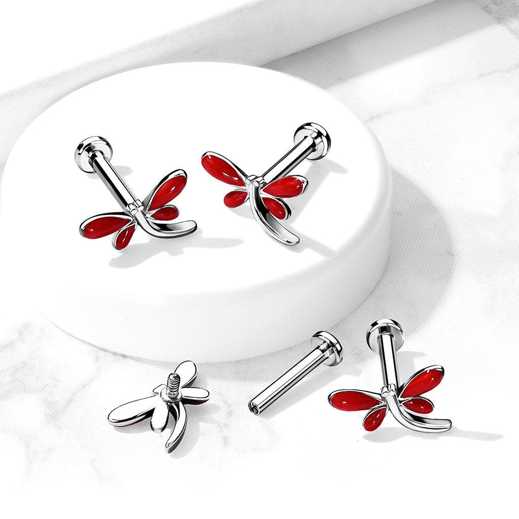 Red Dragonfly I.T. Labret 16G-My Body Piercing Jewellery