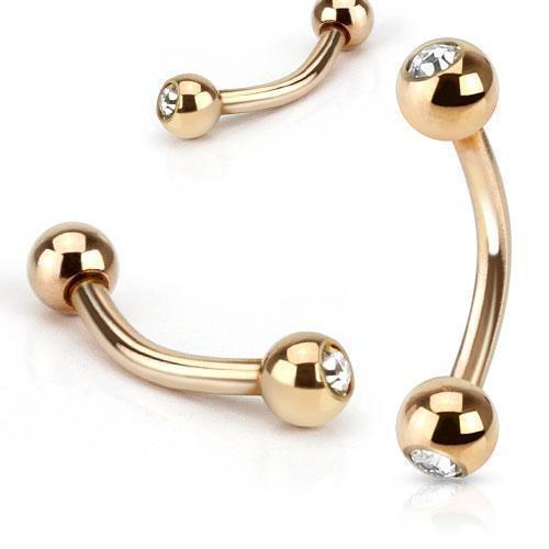 Rose Gold Gem Curve 16G 14G-My Body Piercing Jewellery