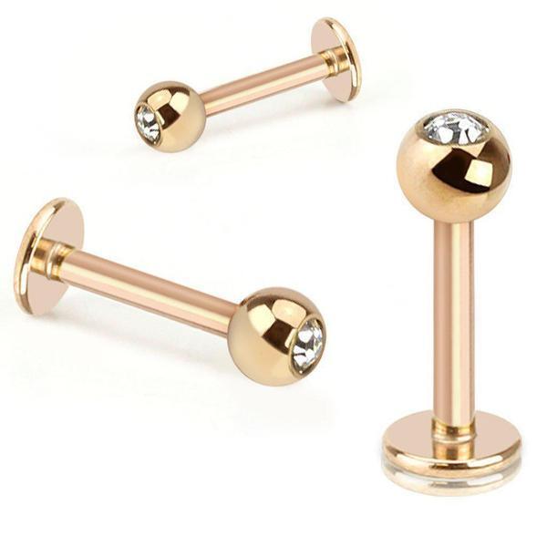 Rose Gold Gem Labret 16G-My Body Piercing Jewellery