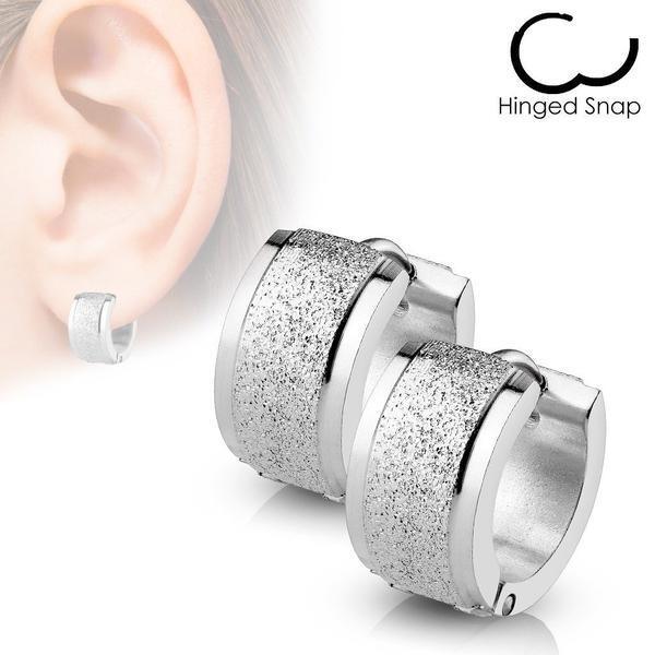 Body Jewelry - Sand Blasted Huggies Earrings Pair