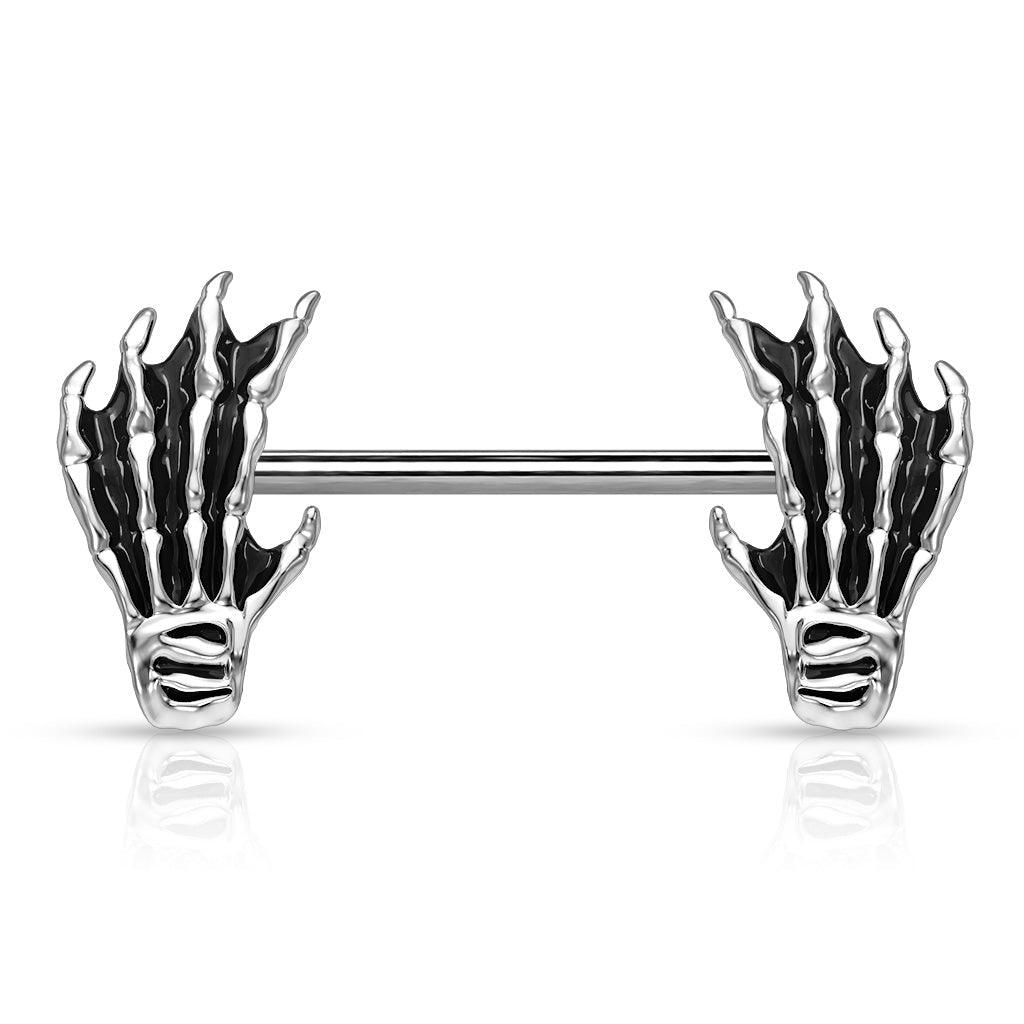 Body Jewelry - Skeleton Hands Nipple Bar 14G (Single)