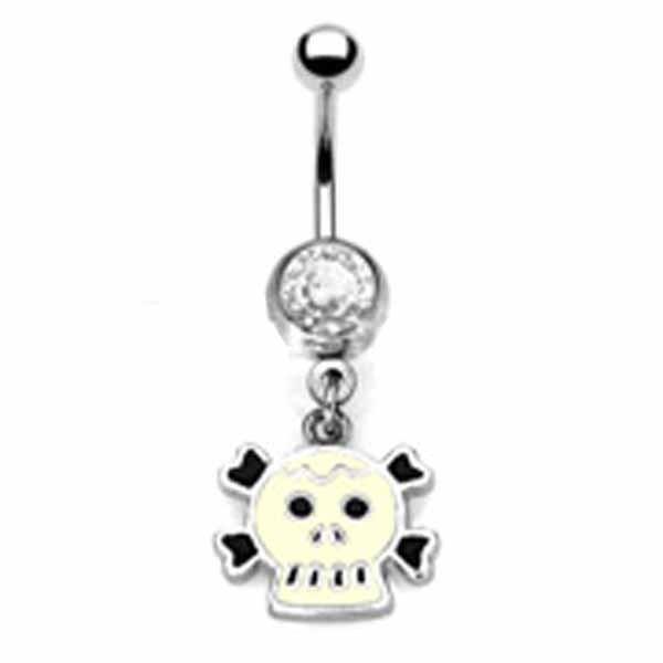 Body Jewelry - Skull And XBones Belly Bar 14G