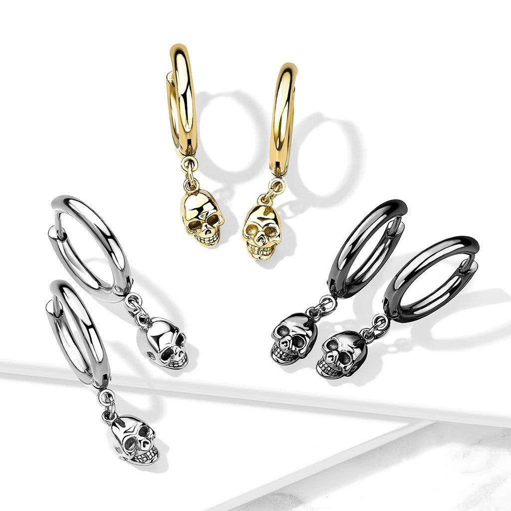 Body Jewelry - Skull Dangle Huggies Earrings Pair