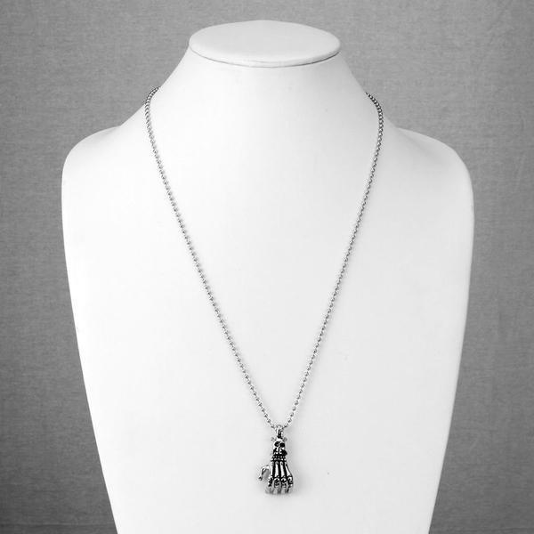 Body Jewelry - Skull Skeleton Hand Pendant And Chain