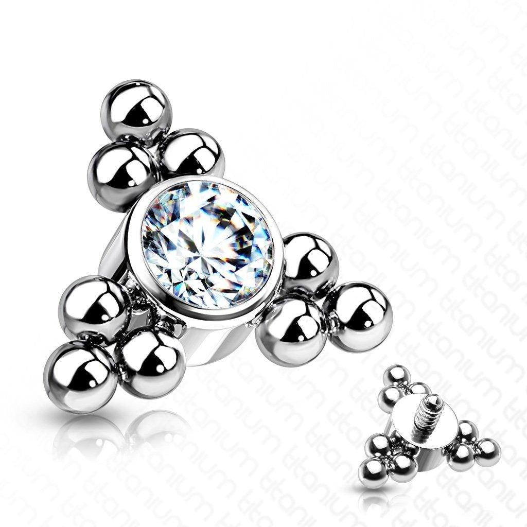 Body Jewelry - Titanium Beaded Gem Dermal Top 14G