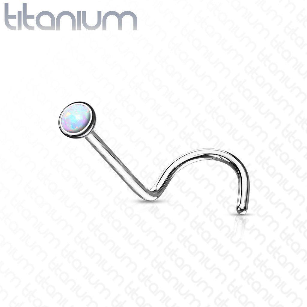 Body Jewelry - Titanium Bezel Opal Nose Screw 20G 18G