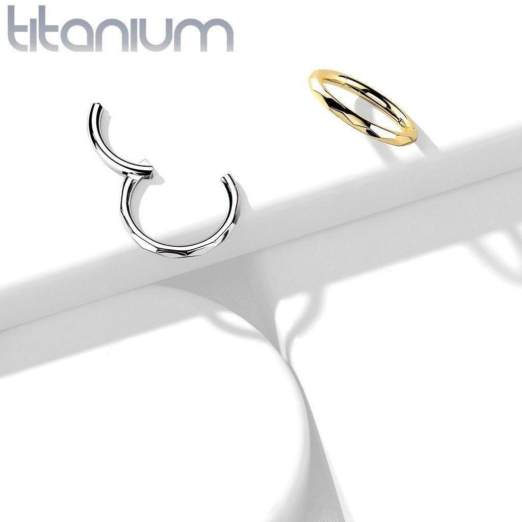 Body Jewelry - Titanium Faceted Hinged Ring 16G