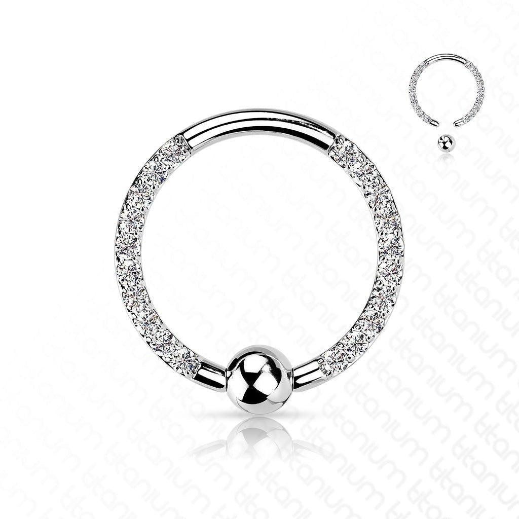 Body Jewelry - Titanium Forward Paved Captive Ring 16G