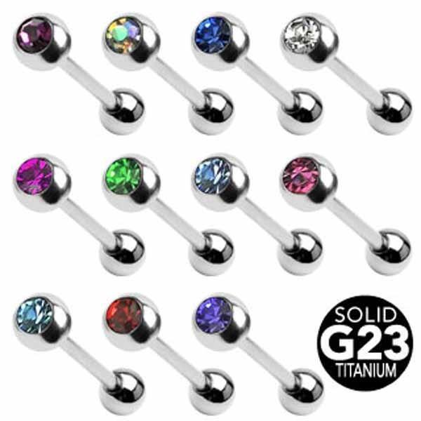Body Jewelry - Titanium Gem Barbell 14G