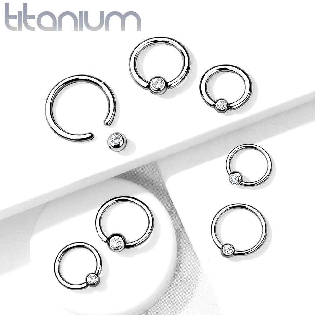 Body Jewelry - Titanium Gem Captive Ring 18G 16G 14G