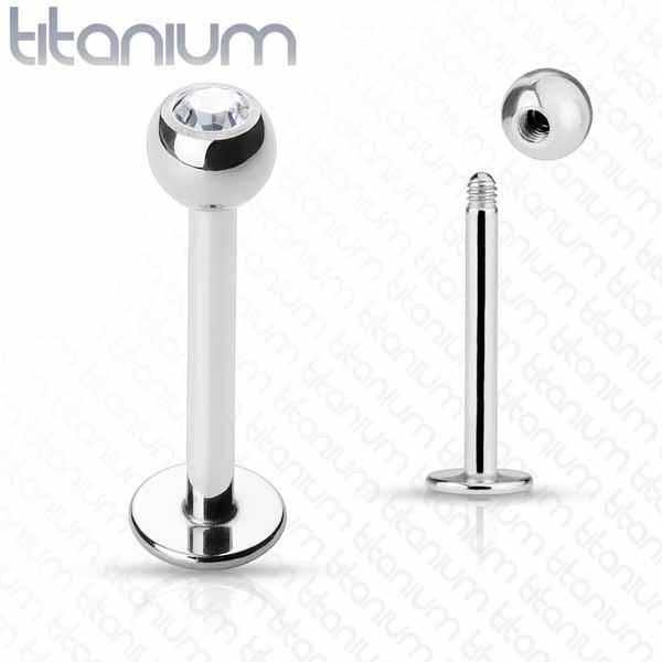 Body Jewelry - Titanium Gem Labret 16G 14G