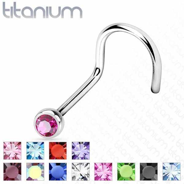 Body Jewelry - Titanium Gem Nose Screw 20G 18G