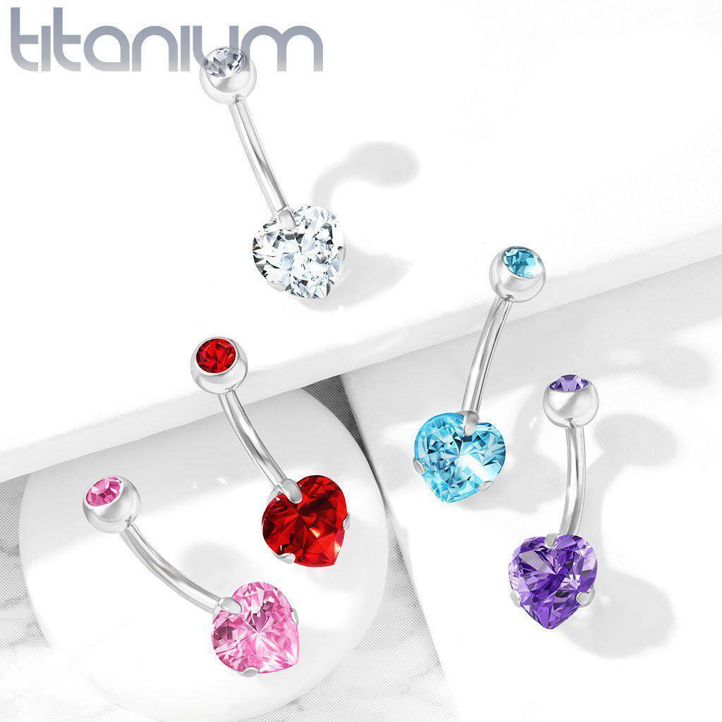 Body Jewelry - Titanium Heart Belly Bar 14G