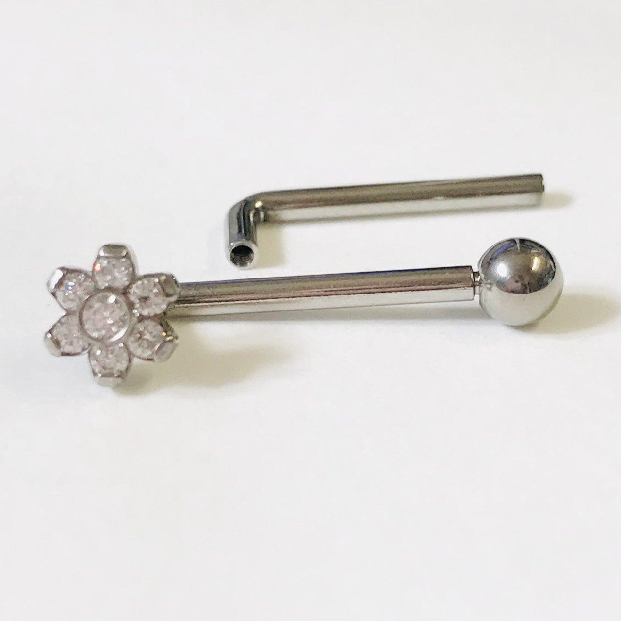 Body Jewelry - Titanium I.T. Flower Christina Bar 14G