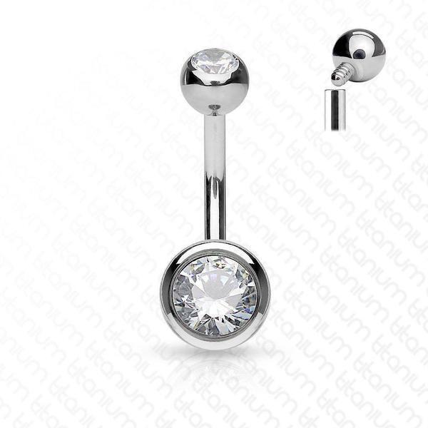Body Jewelry - Titanium I.T. Gem Belly Bar 14G