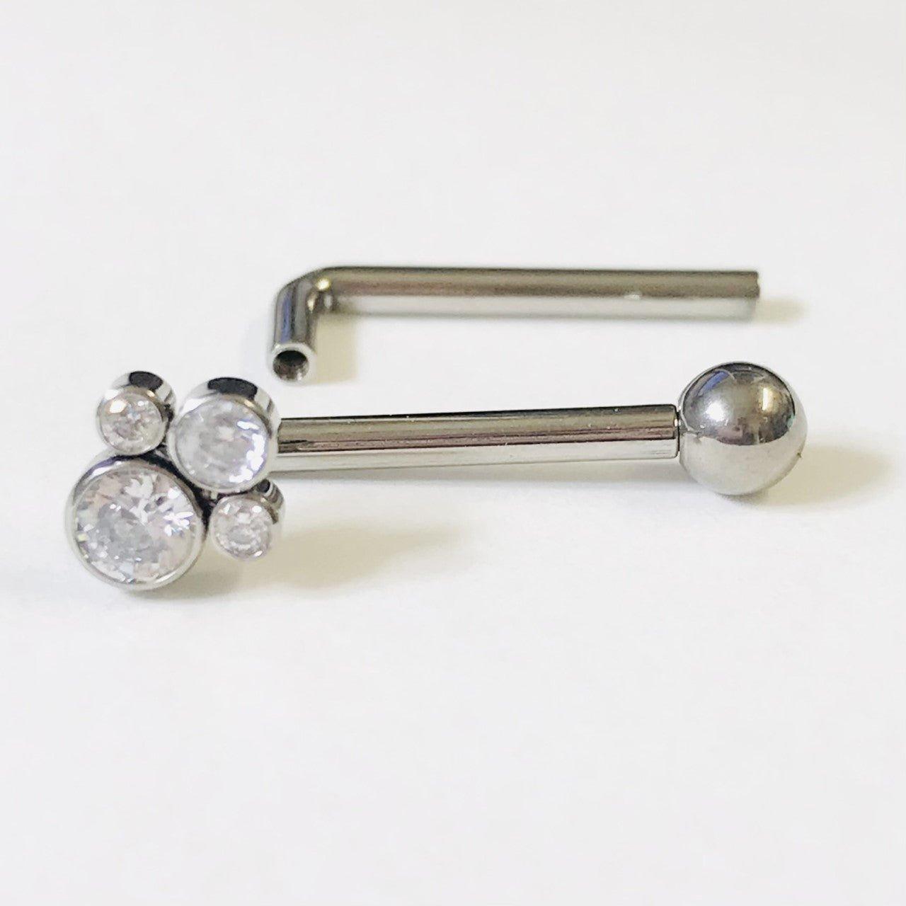 Body Jewelry - Titanium I.T. Gem Paw Christina Bar 14G