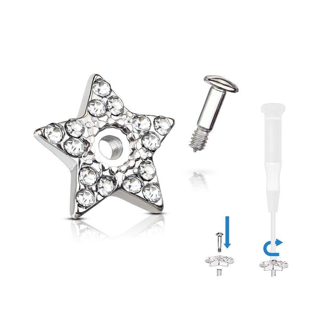 Body Jewelry - Titanium I.T. Paved Star Christina Bar 14G