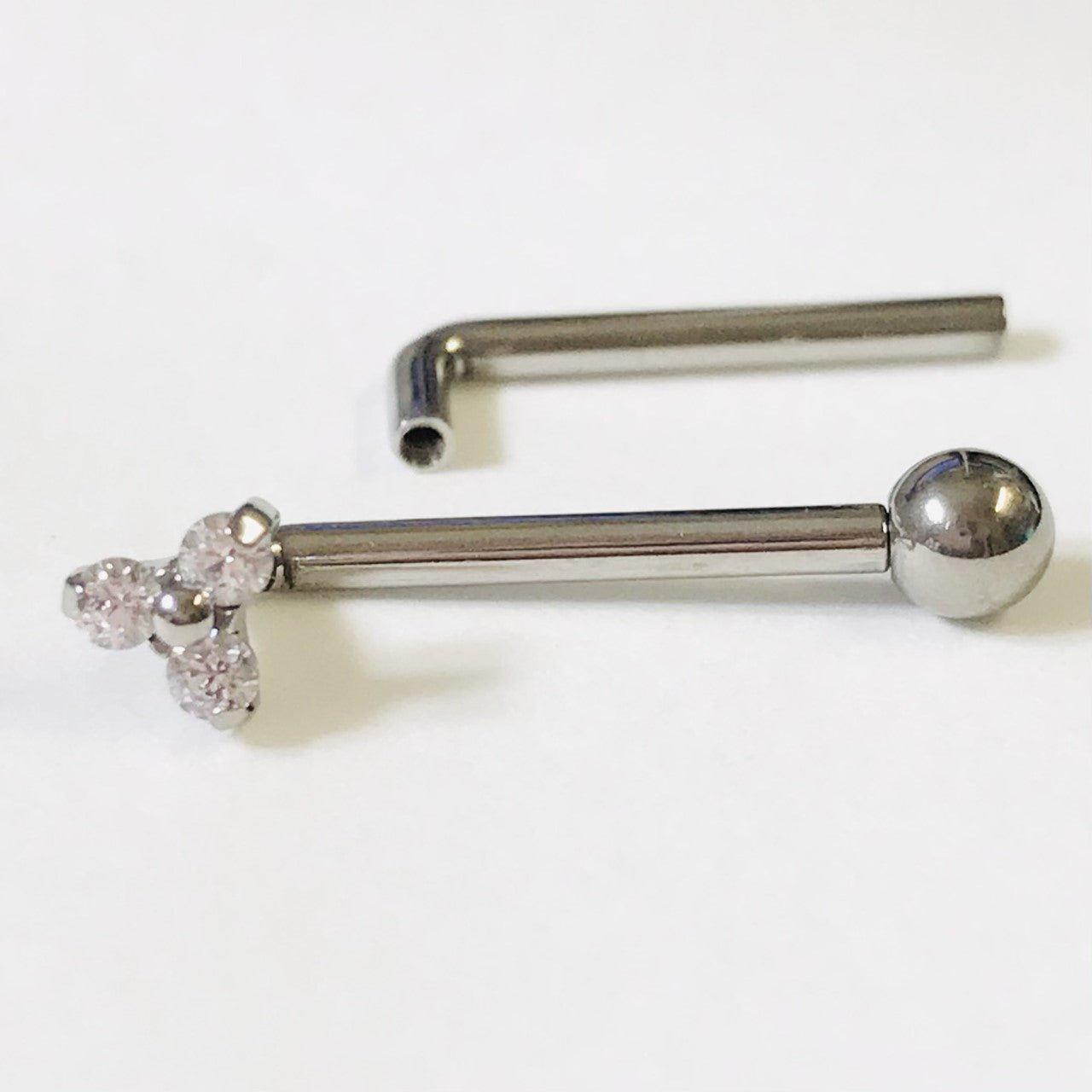 Body Jewelry - Titanium I.T. Triple Gem Christina Bar 14G