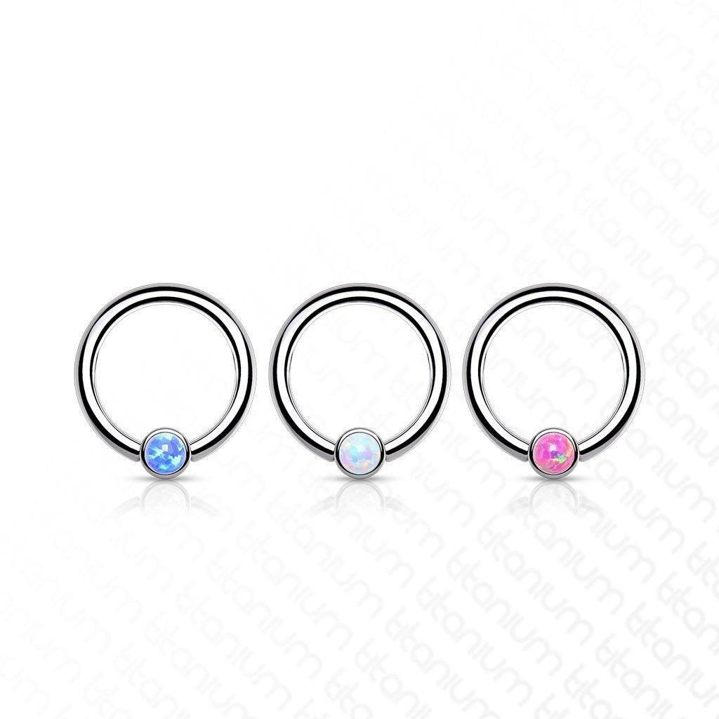 Body Jewelry - Titanium Opal Captive Ring 16G