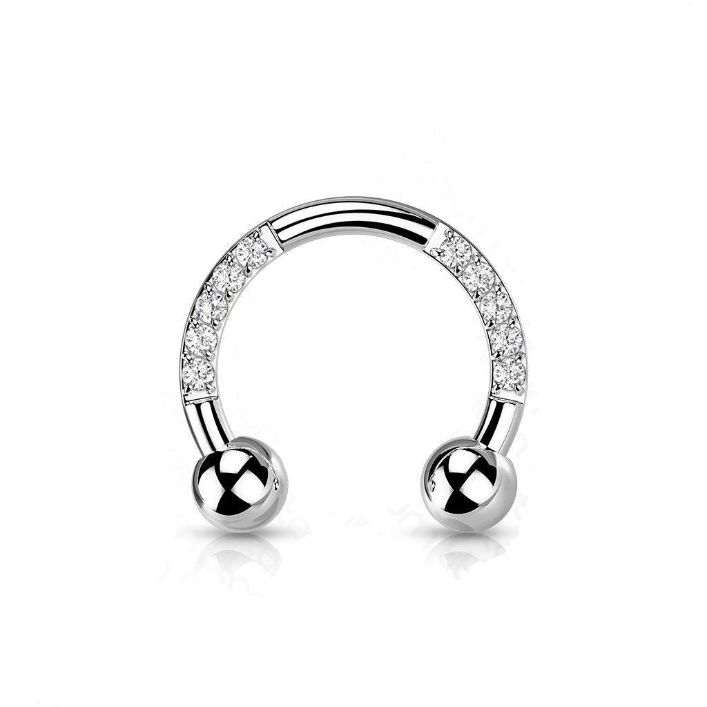 Body Jewelry - Titanium Paved Horseshoe 16G