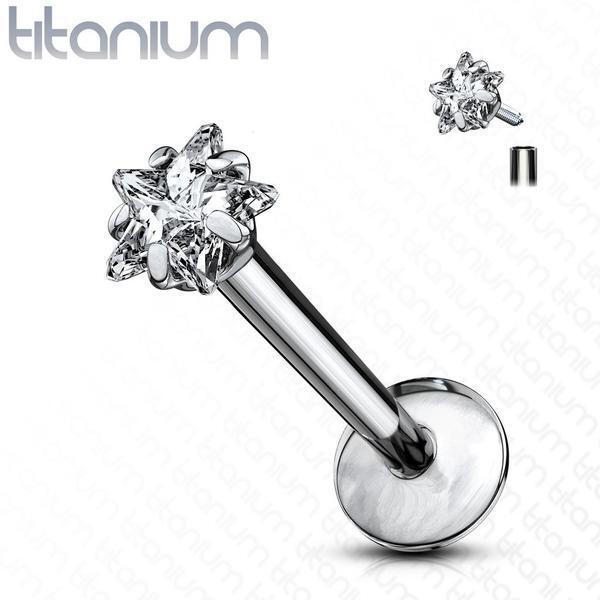 Body Jewelry - Titanium Prong Star Labret 16G