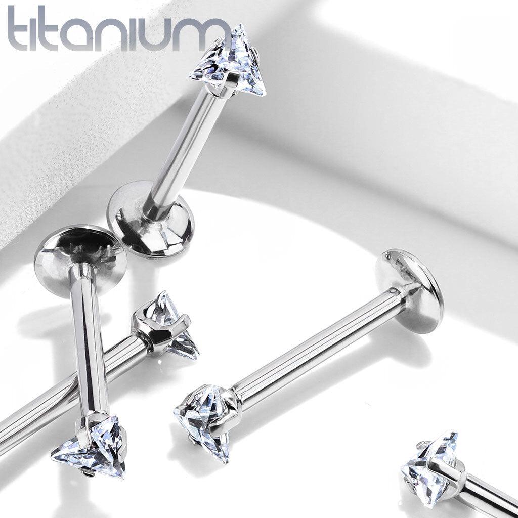 Body Jewelry - Titanium Prong Triangle Labret 16G