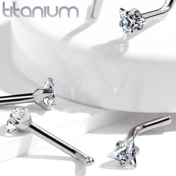 Body Jewelry - Titanium Prong Triangle Nose L Bend 20G 18G