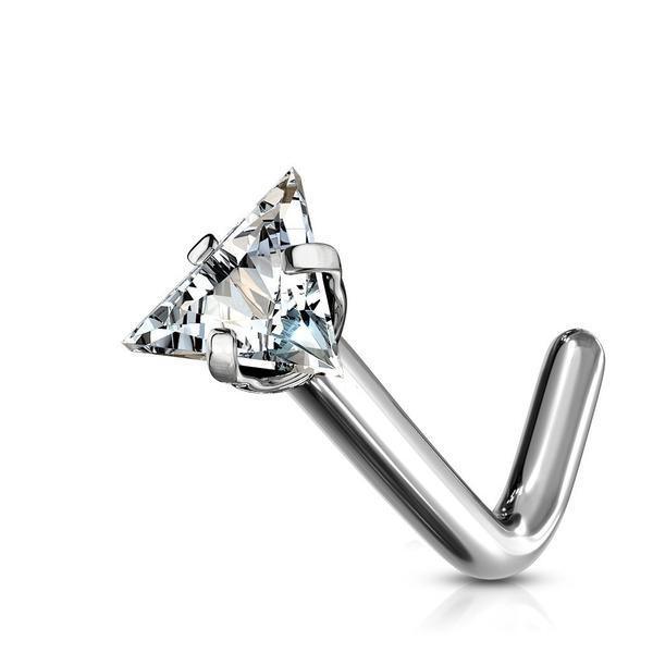 Body Jewelry - Titanium Prong Triangle Nose L Bend 20G 18G