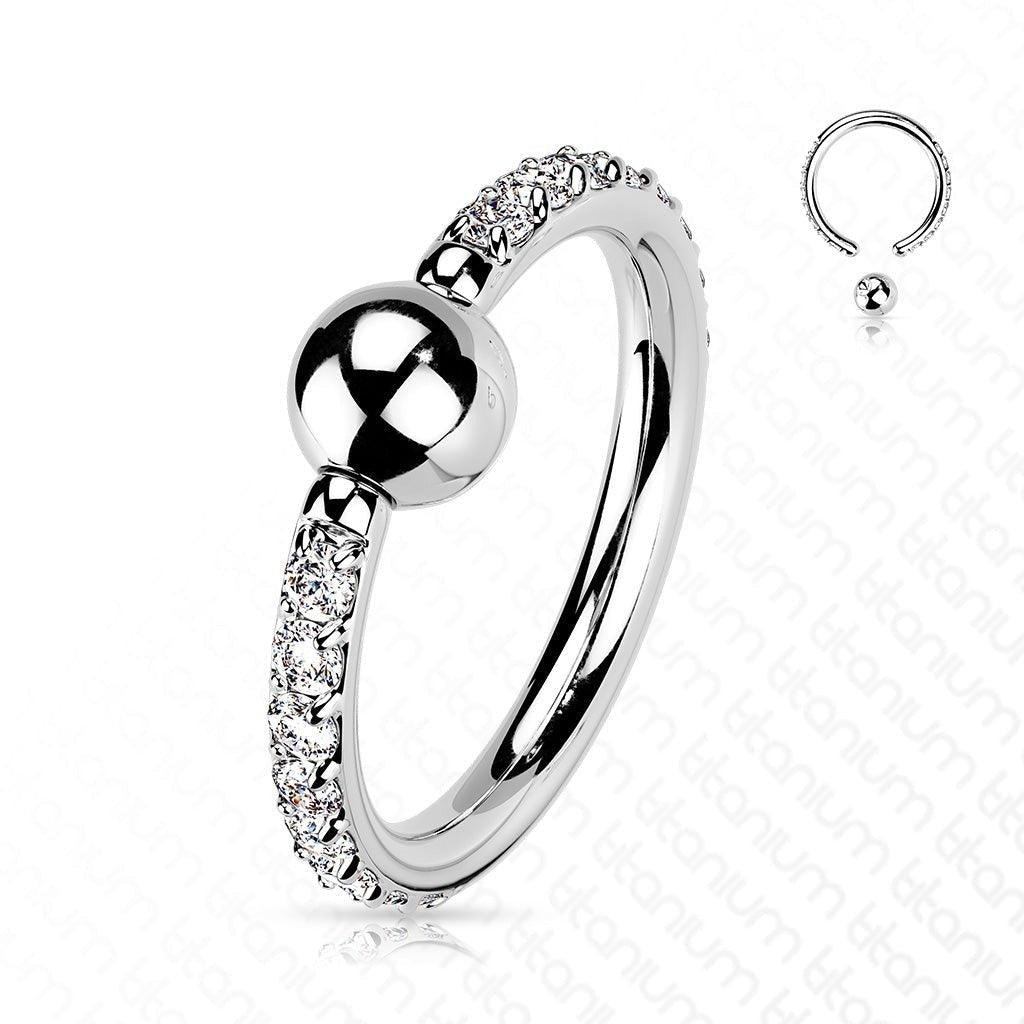 Body Jewelry - Titanium Side Paved Captive Ring 16G